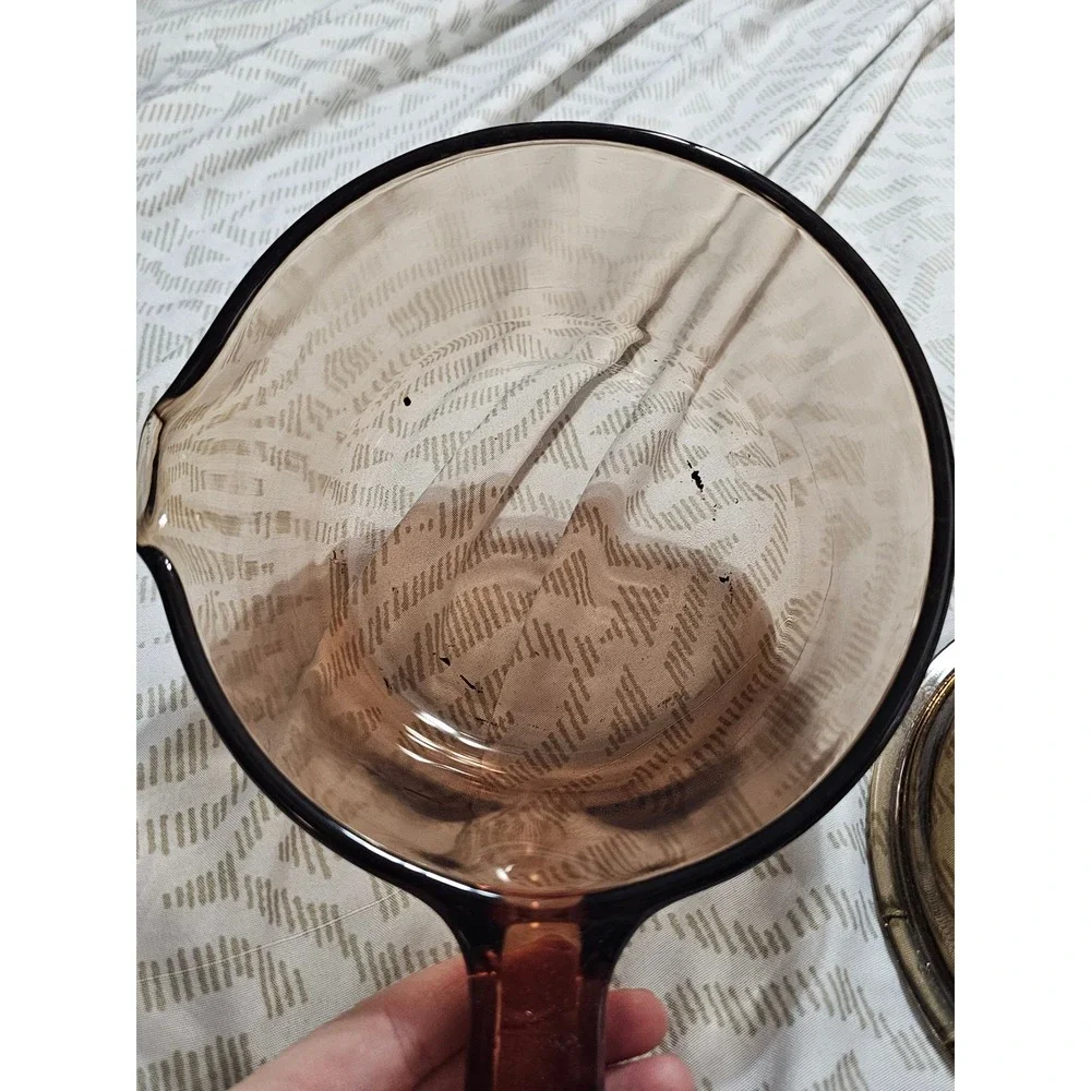 Vision Corning Amber Glass 1L Saucepan with Lid V-1.5-C Made in USA Vintage